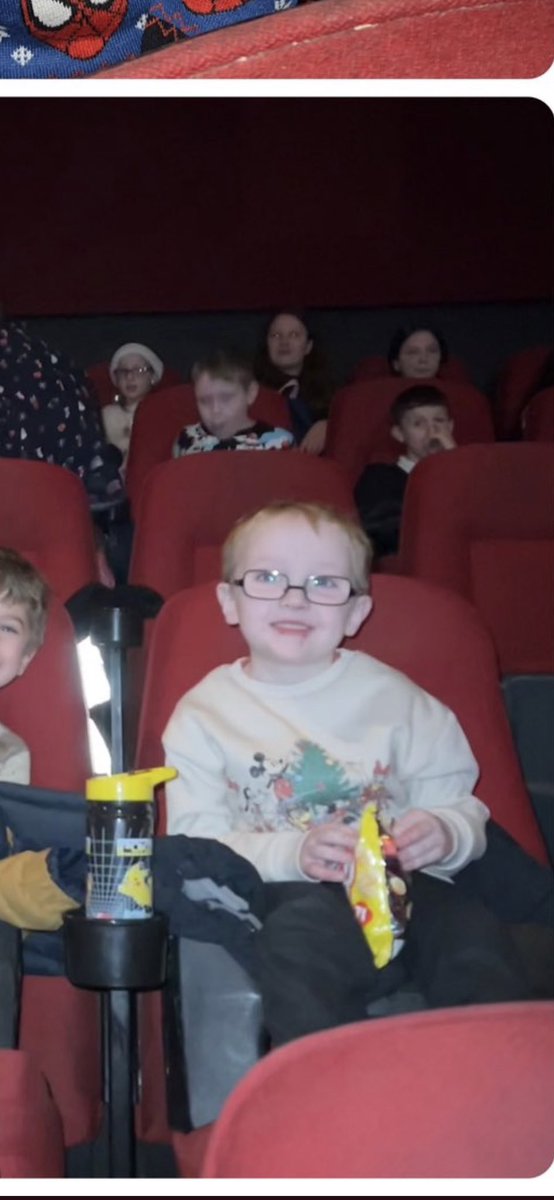 At the cinema with the school he had a fab time