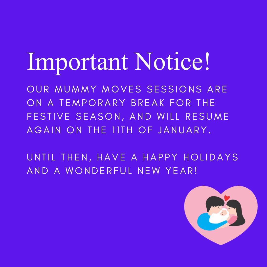 ⚠️Important Notice⚠️ Oh Mummy Move sessions are on a temporary break for the festive season, and will resume again on the 11th of January. Until then, have a happy holidays and a wonderful new year!🎄🎉