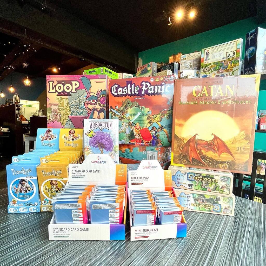 PlayAtBoard's tweet image. A few more new games in stock just in time for Christmas. Including for the first time ever, sleeves for your games! 😯 instagr.am/p/CmbZjgAL2NA/