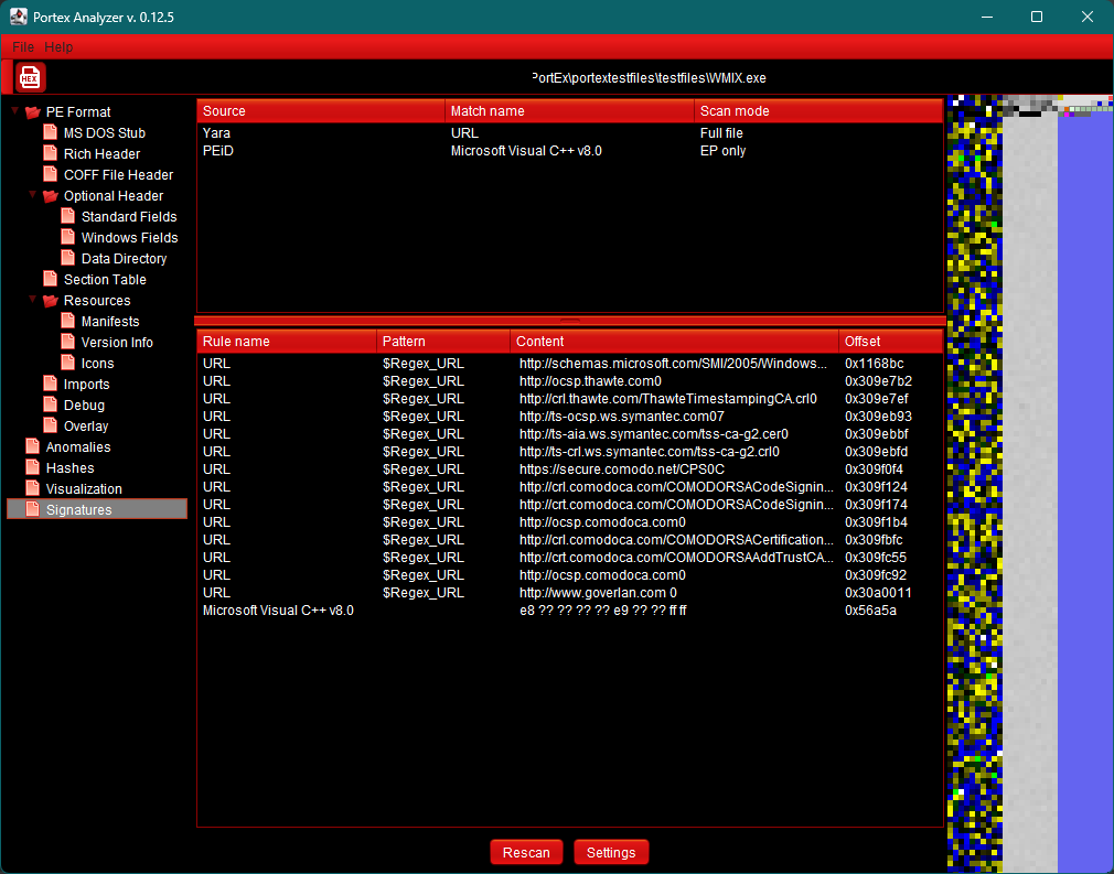struppigel's tweet photo. Currently working on custom Yara scans.
#PortexAnalyzer https://t.co/AmLzViuomg