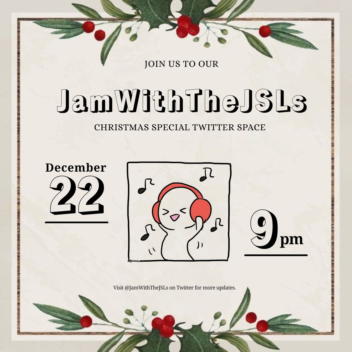 Ho ho ho! Advance Merry Christmas, JSLs. #JamWithTheJSLs will be having a christmas special twitter space on December 22. This will be our last space for this year. You're all free to join. See you there. 🎄♥️