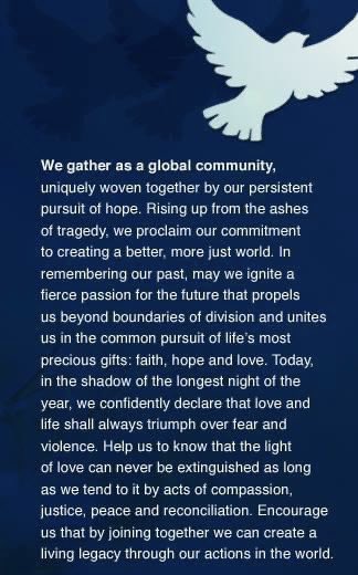 The Common Prayer being read in Lockerbie, Arlington and Syracuse today. Remembering the 270 lives taken by an act of terrorism 34 years ago today.