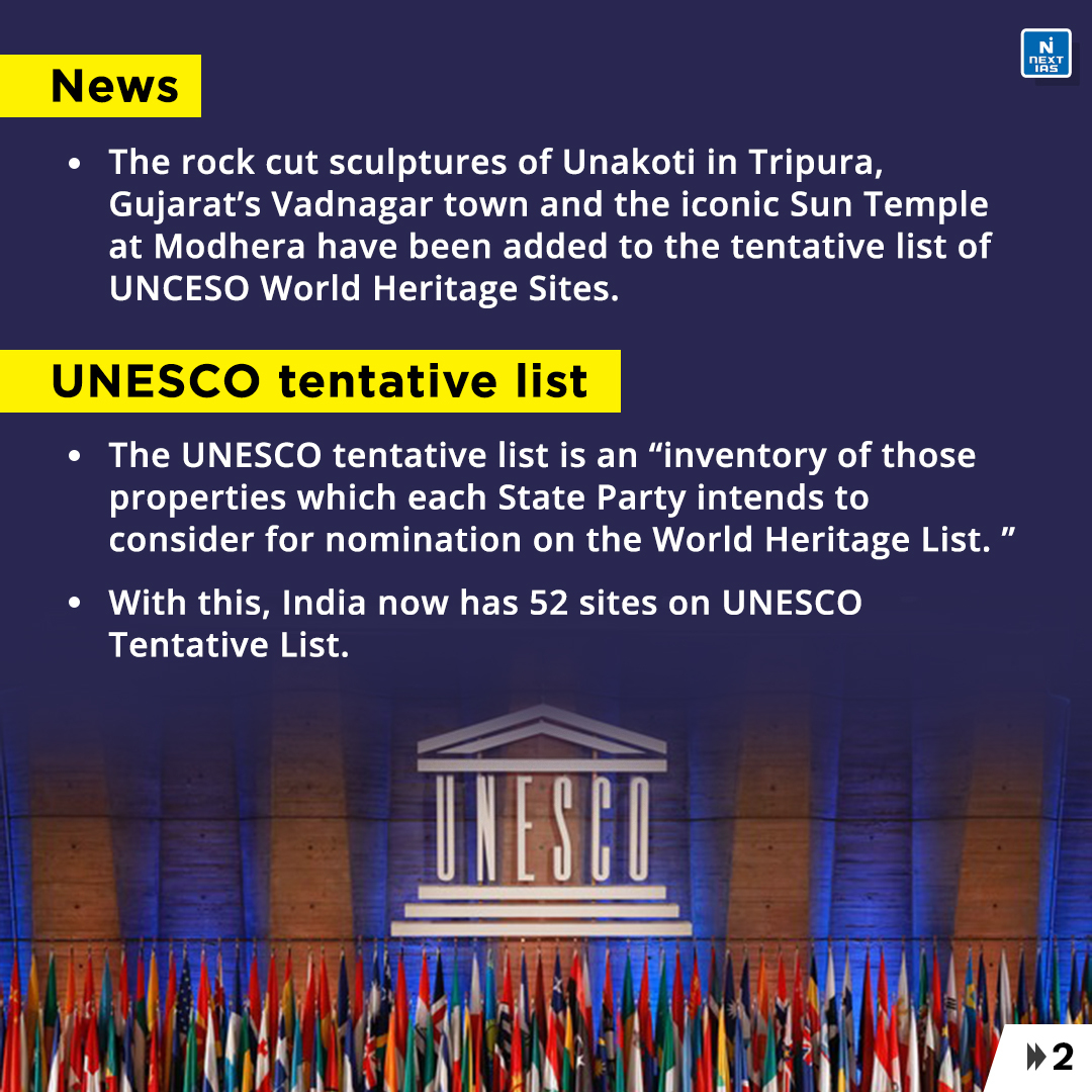 NEXTIAS_Delhi's tweet photo. Daily Infographics (21-12-2022)
Topic: Three New Indian Sites added to UNESCO Tentative List
For more infographics: https://t.co/i4DwhlU5bV
#infographics #nextias #India #December #December21 #UNESCO #tentativelist #indiansites #rockcut #sculpture #Unakoti #Modhera #NorthEast https://t.co/p82bME1HNs