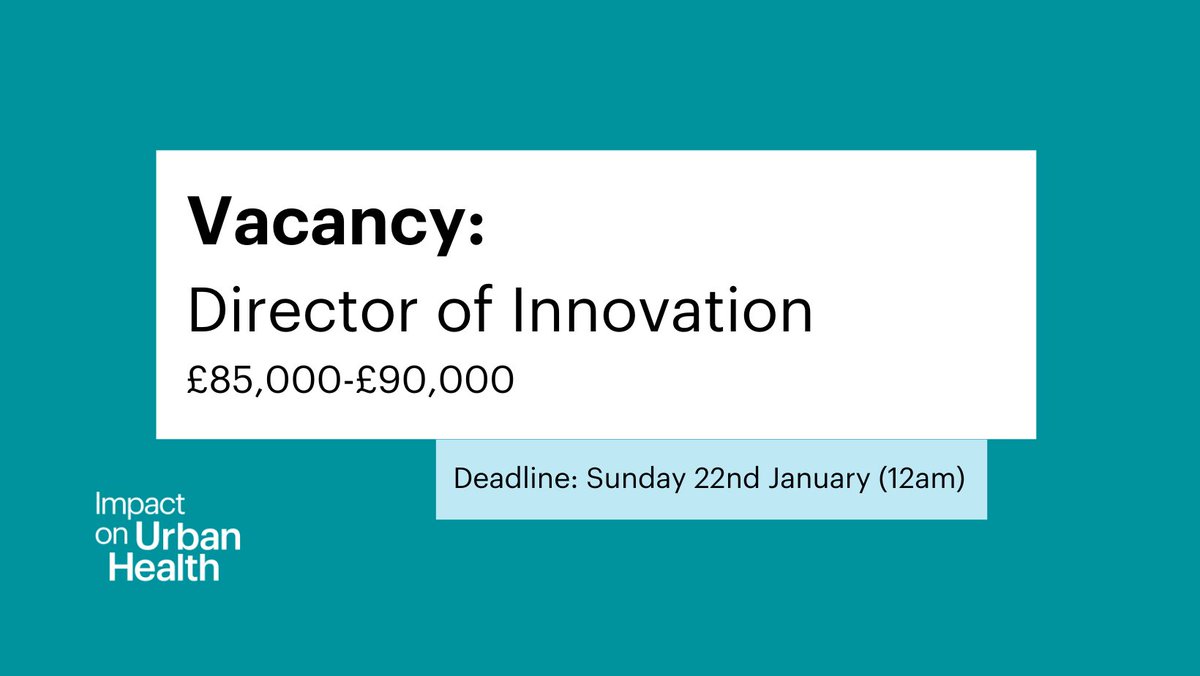 ImpUrbanHealth's tweet photo. 🤔 New year, new job?

Come and join our team as Director of Innovation and drive a strategic and purposeful approach to innovation in our team.

⏰ Apply by midnight on 22nd Jan 2023: https://t.co/yRBmnPttjm https://t.co/Je7nmSSdl9