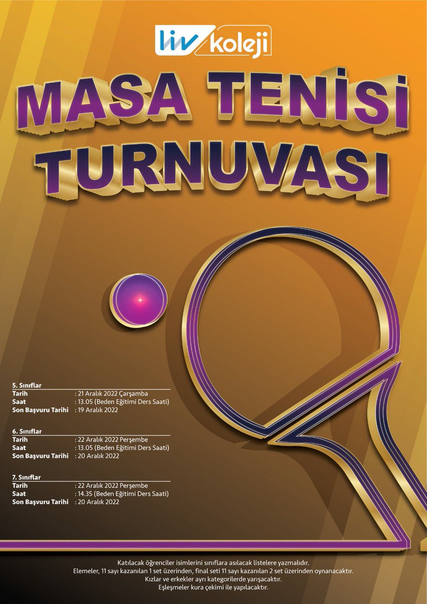 Liv Koleji sınıflar arası masa tenisi turnuvamız tüm heyecanı ile başlıyor.
Turnuvaya katılan öğrencilerimizi tebrik eder, başarılarının devamını dileriz🏓🏅🎉 #livkoleji