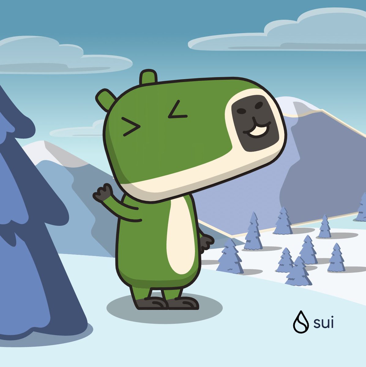 Capybara with olive skin braves the snowy forest for her daily exercise routine. She stretches and does lunges, determined to stay fit and healthy in the winter months. As she finishes her workout, she gives a satisfied sigh and scurries back to her warm burrow.

#CapyHolidays