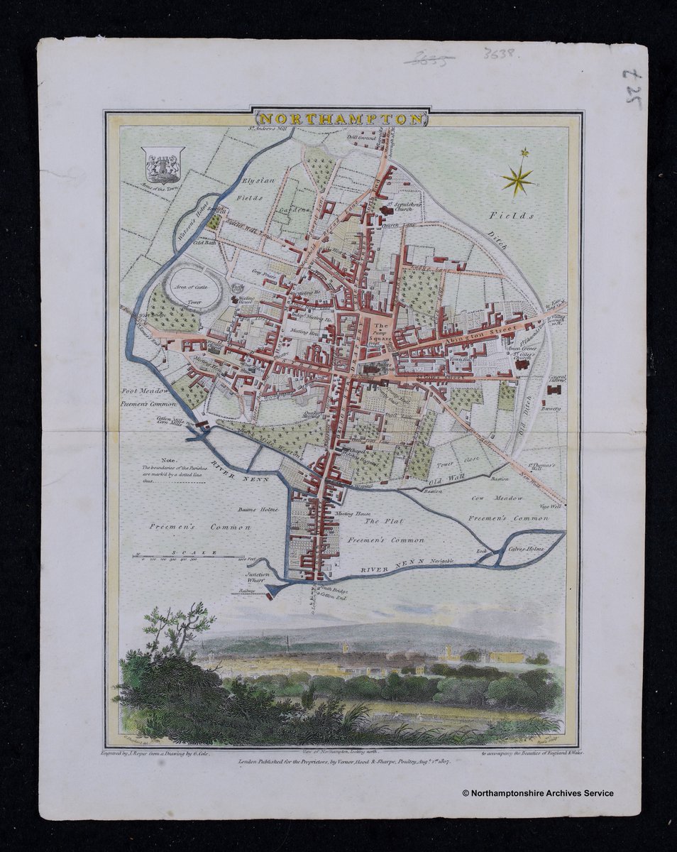 NorthantsPast's tweet image. 'View of Northampton, looking North', 1807.
Reference: Map/6383