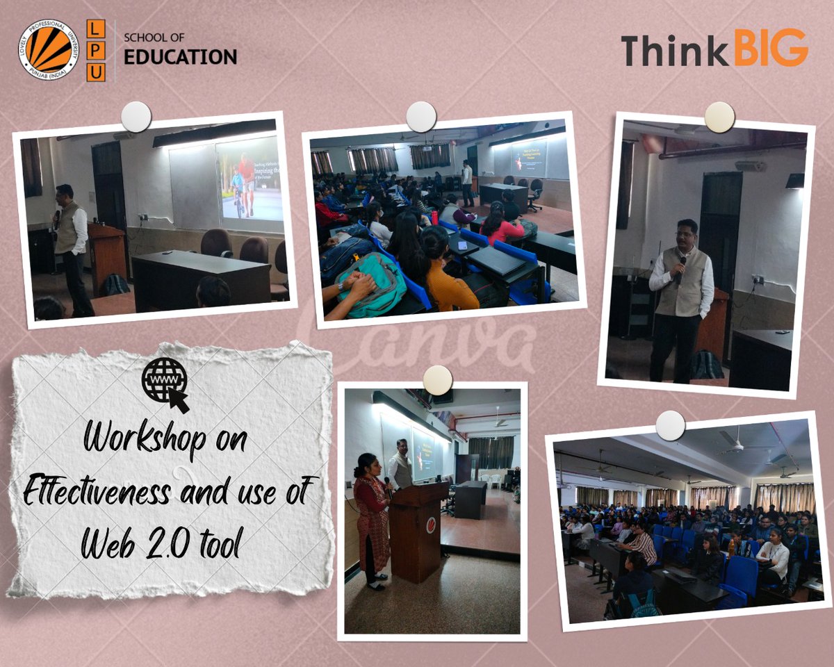 LPU_Education's tweet image. SoE,LPU has organized a Workshop on “Effectiveness and use of Web 2.0 Tool”. The purpose of this workshop was to train our teacher trainees in using 21st century technological skills in teaching-learning process
#pedagogy #teachinglearning #technologicalskills #training #ThinkBIG