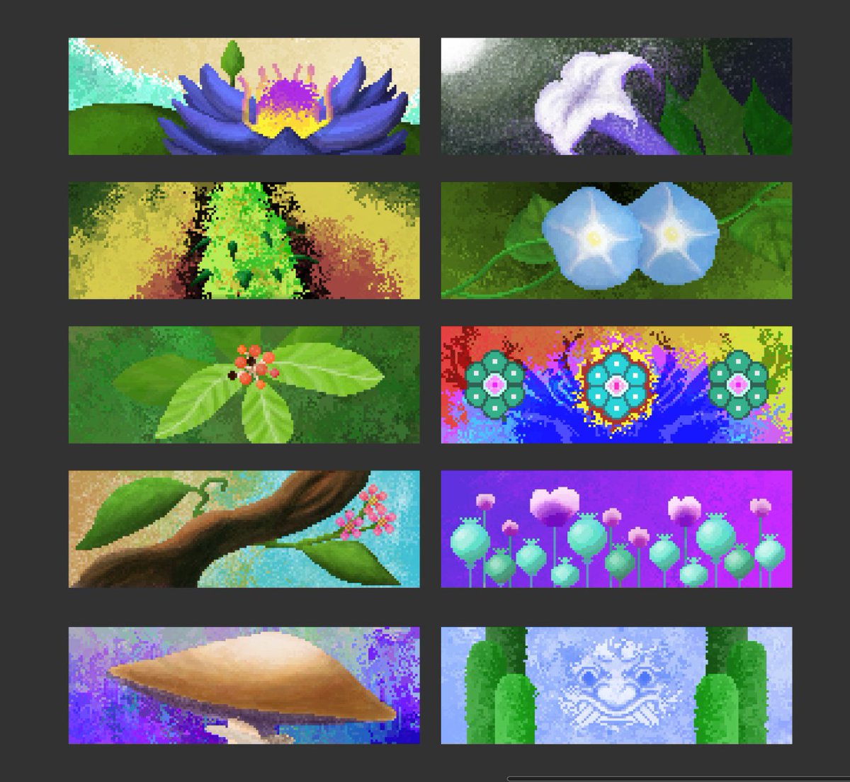 Here is the final version of the plants of power / entheogens backgrounds I made for the next gen of <a href="/BannerBuddies/">BannerBuddies - SOLD OUT!</a> . Cant wait to see the final collection.

mint TBA