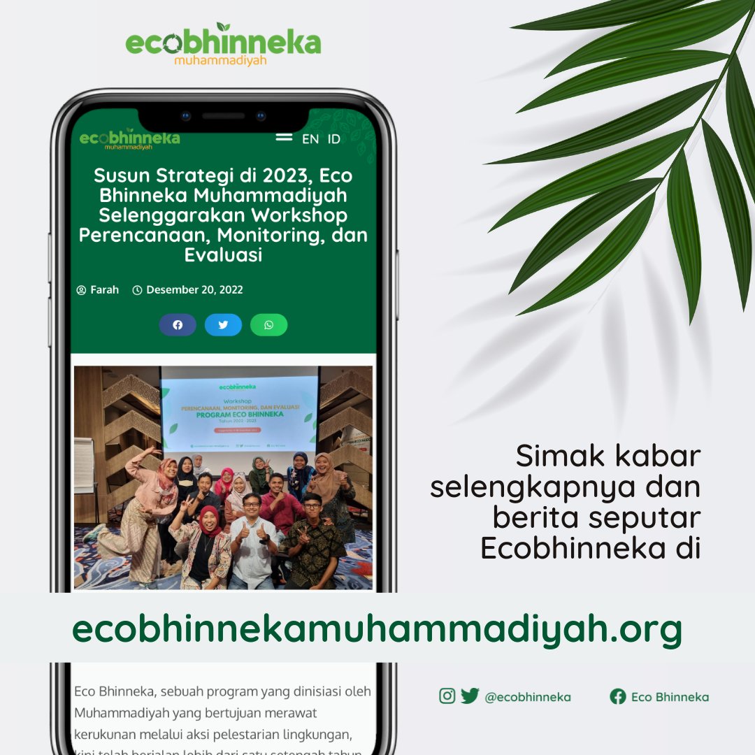 Manager dan staff program Eco Bhinneka Muhammadiyah di tingkat pusat maupun regional melakukan refleksi hasil evaluasi kerja di 2022 dalam Workshop Perencanaan, Monitoring, &amp; Evaluasi pada 16-18 Des 2022.

Selengkapnya: ecobhinnekamuhammadiyah.org/id/susun-strat…

#ecobhinneka #Muhammadiyah #JISRA