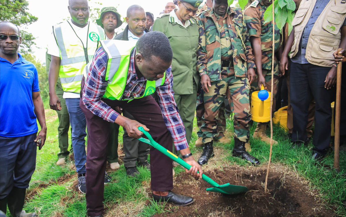 CS Energy &amp; Petroleum Davis Chirchir takes part in a tree planting exercise at Mau Forest.This is part of Government’s drive aimed at increasing the forest cover across the country to 28 percent in the next 7 years.