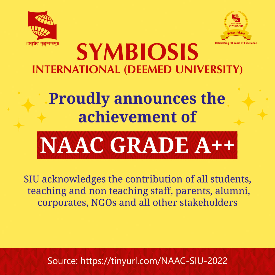 Symbiosis Law School, Pune proudly announces the achievement of NAAC Grade A++