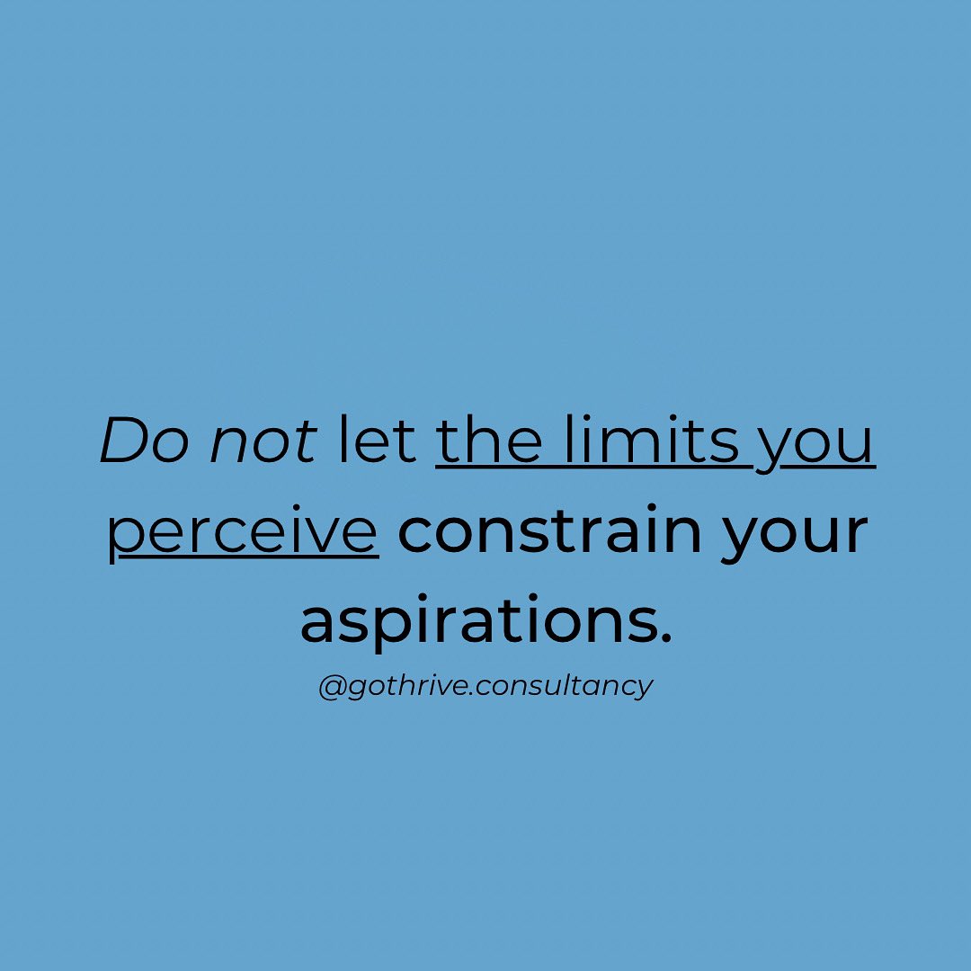 Go_Thrive_'s tweet photo. We often limit our potential achievements by 
Failing to think big, 
Limiting our opportunities, 
Condemning ourselves to mediocrity. 

(Why not) Be limitless in pursuit of your aspirations! 💫 

@Go_Thrive_ 🚀

#belimitless #WednesdayMotivation #surviveandthrive #mindsetmatters https://t.co/Df7m9Db0Tr