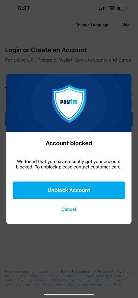 chintu6401's tweet photo. Why is my paytm account blocked? 
I trusted the paytm and my money in the paytm payment bank and I need it .
Please help me sir 
What can i do to unblock my account
@Paytm @paytmbankcare @Paytmcare https://t.co/pUBXOdtpkp