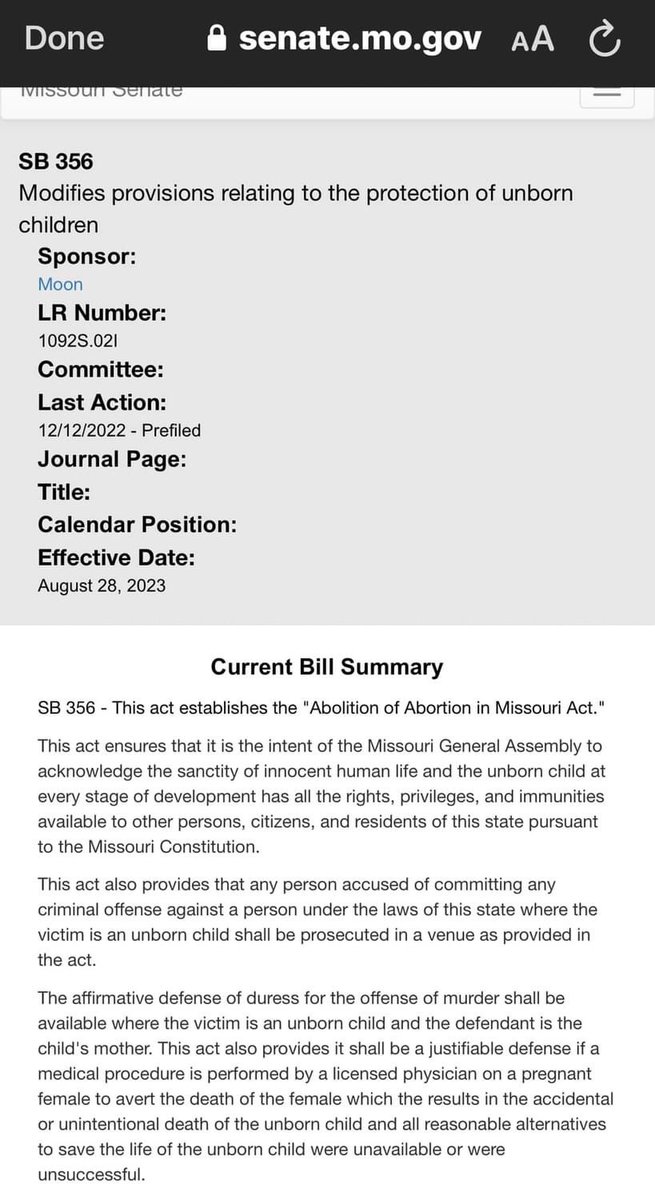 When I mentioned women being locked up for miscarriages, here is the bill to enable that in Missouri.  Thanks <a href="/piper4missouri/">piper4missouri</a> for bringing this up.
