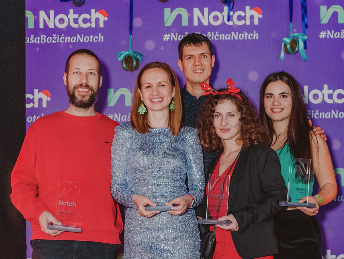wearenotch_com's tweet photo. Cheers to our EMPLOYEE OF THE YEAR - Divison Lead and Project Manager Martina Margitić!🏆
It was a close call with Darko Špoljarić and Matea Antolić, but the team voted that Martina’s tenacity and focus were this year unbeatable, even in the World Cup predictions. https://t.co/oMvkMY3ZFm