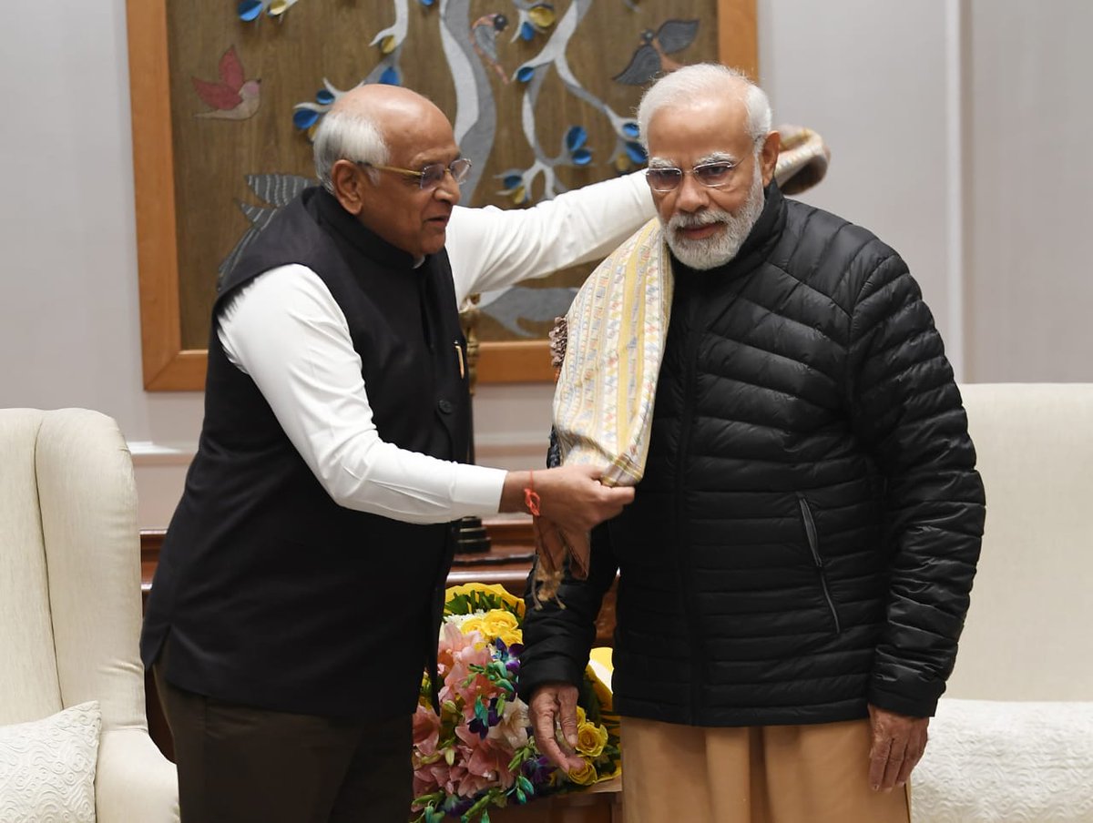 મુખ્યમંત્રી શ્રી <a href="/Bhupendrapbjp/">Bhupendra Patel</a> એ ગુજરાતના મુખ્યમંત્રીપદનું સેવાદાયિત્વ બીજીવાર સંભાળ્યા પછી નવી દિલ્લી ખાતે પ્રધાનમંત્રી શ્રી <a href="/narendramodi/">Narendra Modi</a> સાથે શુભેચ્છા મુલાકાત કરી.