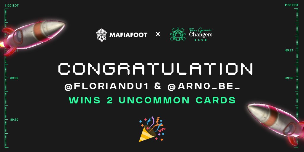 Congratulation <a href="/floriandu1/">flø</a> &amp; <a href="/Arn0_Be_/">Arnaud B</a> !👏
DM <a href="/TheMafiafoot/">MFF Francophone</a> on Twitter to claim your 2 Uncommon Cards🎁🥳