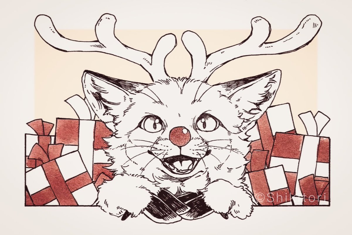 「『赤鼻の狐ナカイ』プレゼントの配達はボクに任せて! 」|シキトリのイラスト