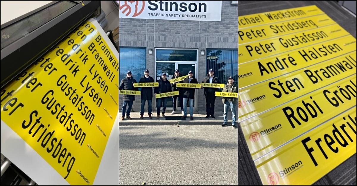 stinsontraffic's tweet image. Great having the Ramudden teams over from Sweden &amp;amp; Finland the other week! We couldn't help but put together some cool souvenirs for them to take back home with them! #Ramudden #CustomSigns #TeamAwesome #TrafficSafety