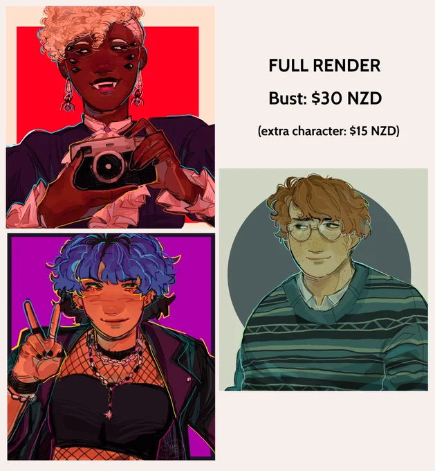 hihi commissions open!! 3 slots available, dm if interested. I just want to buy a ranboo varsity jacket off my friend jdbdks- I really want the jacket.
Pricing for flat colours and line art below 