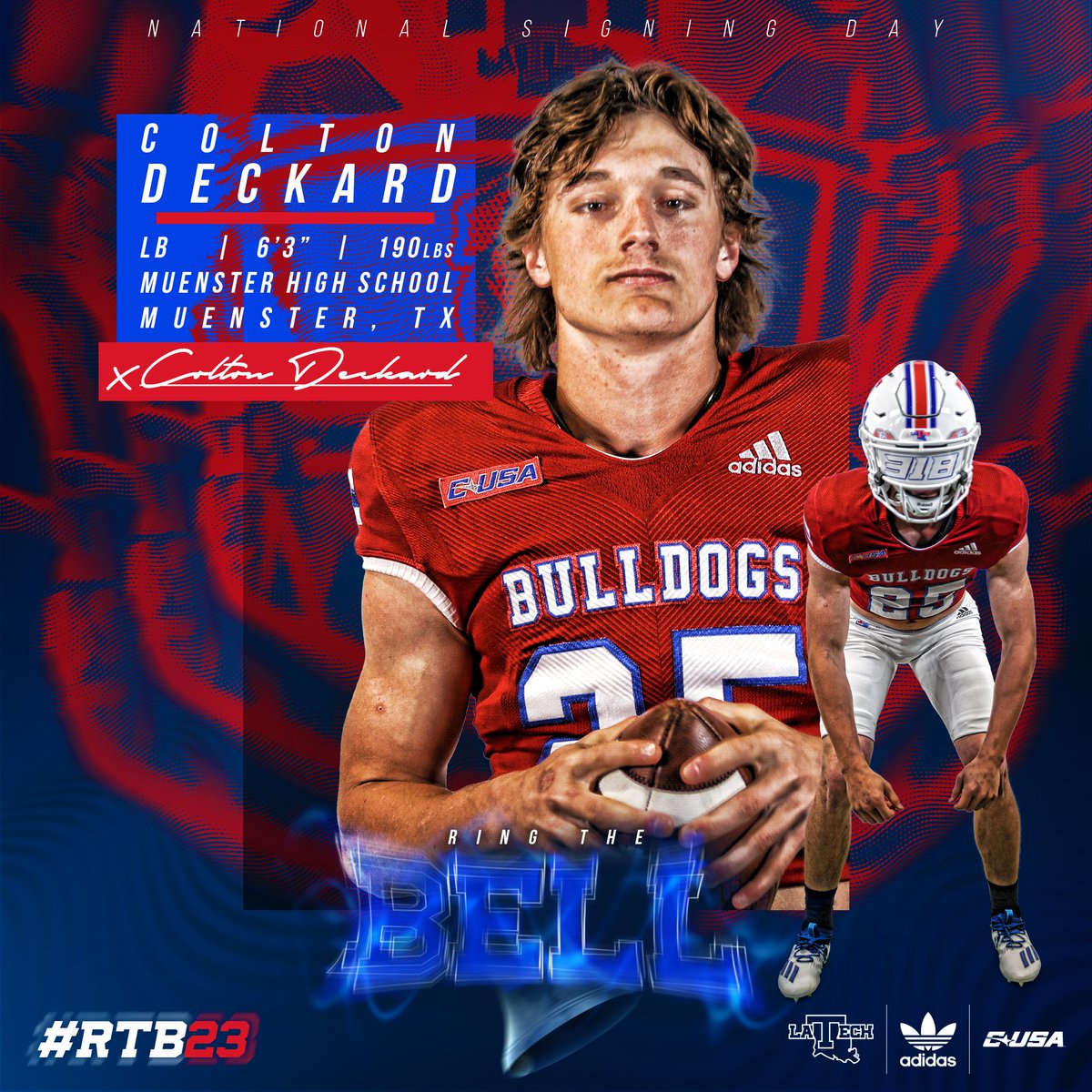 A future linebacker with tremendous upside and the ability to run sideline to sideline.

Welcome to Louisiana Tech 🏈

✍️ <a href="/DeckardColton/">colton deckard</a> 
  
🗞️ bit.ly/3HV3HUs 

#RTB23 | #NSD23