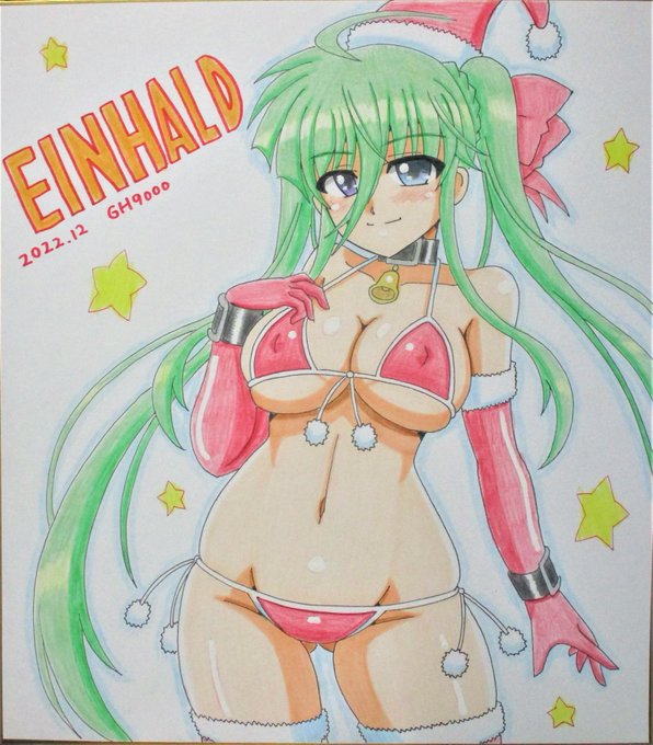 12月の色紙、サンタビキニなアインハルトさん描きました!😆😊 
