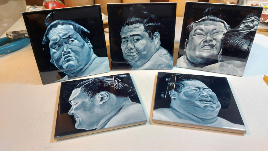 My #sumo #portraits in (ceramic tile) coaster form!