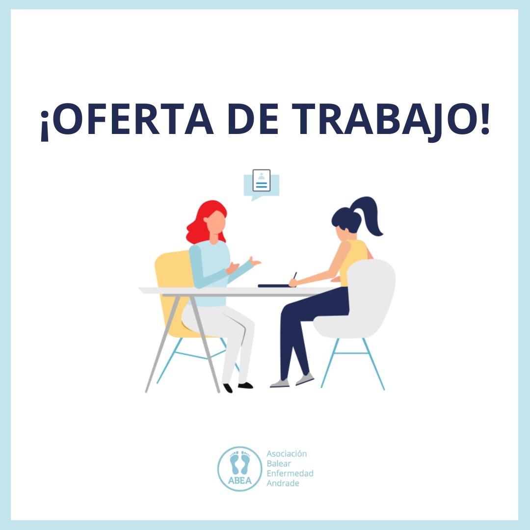 📢OFERTA DE TRABAJO📢

👉Buscamos incorporar un/a trabajador/a social en ABEA.

🌐Descubre más sobre esta oferta clicando en el siguiente enlace: andradebalear.es/oferta-de-trab…

✔️Interesados/as enviar CV + Carta de motivación a andradebaleares@gmail.com antes del 20/01/23 a las 23:59h.
