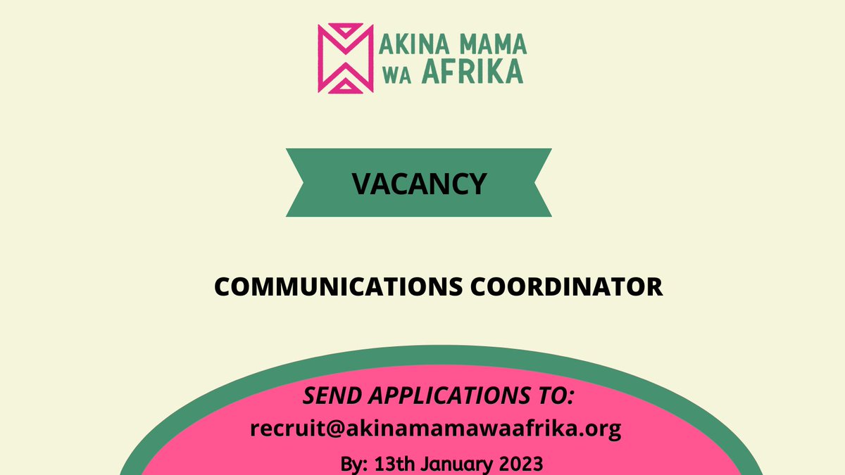 We are looking for an experienced feminist communications professional who can provide strategic direction to increase the reach, influence & impact of @amwaafrika work. Is that you? Check out this role: bit.ly/3WgBj38
#AMwAJobs #CommsJobs #FeministJobs Via @amwaafrika