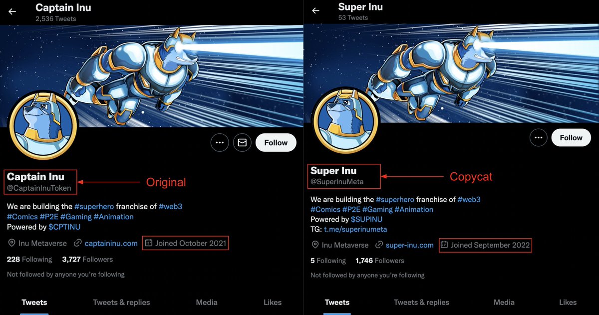 CertiKAlert's tweet image. #CertiKSkynetAlert 🚨

A team member of @CaptainInuToken has informed us of a copycat project.

We can confirm that @SuperInuMeta Twitter and website is a copy of @CaptainInuToken

We advise against interacting with @SuperInuMeta

Stay vigilant!