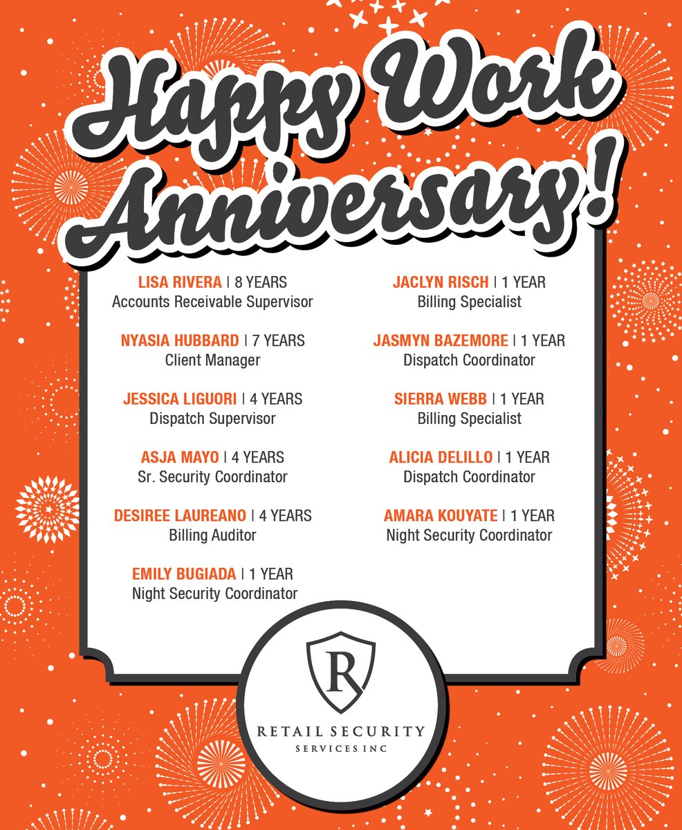 RSSGuards's tweet photo. Thank you for your contributions to this team and the company. Happy Work Anniversary! #Workanniversary #Q4 #years #work #congratulations #thankyou #celebrate #employeeappreciation #grateful #workcelebration #team #workiversary #ProfessionalRetailServices https://t.co/TSb2eRD3sU