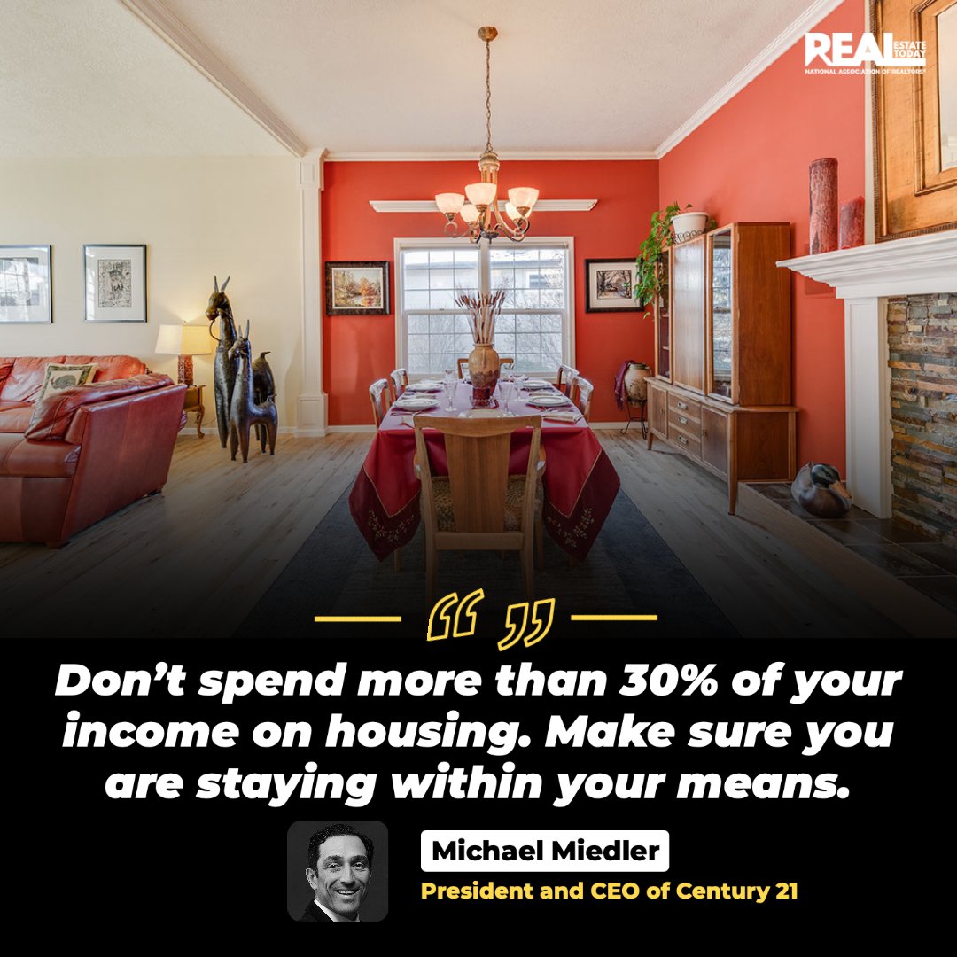 VitoContuzzi's tweet photo. Buying a home is a major purchase, but be sure to stay within your means. And work with an expert agent to guide you every step of the way! vacontuzzi@aol.com

Photo credit: @National Association of REALTORS®

#Century21 #NAR #C21#TheCrossing #VitoContuzzi #Mortgage https://t.co/lNoW3V7utk