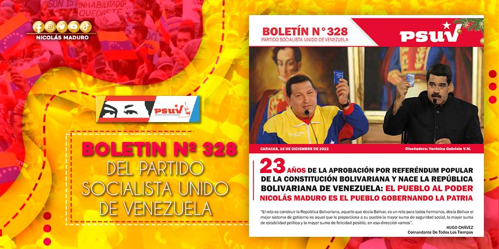 El nacimiento de la V República fue el principio del camino señalado por nuestro Comandante Hugo Chávez, quien puso al pueblo en el centro de las políticas y el poder en Venezuela. Esto y más en el Boletín N°328 del <a href="/PartidoPSUV/">PSUV</a> => bit.ly/3Wtg2D7
