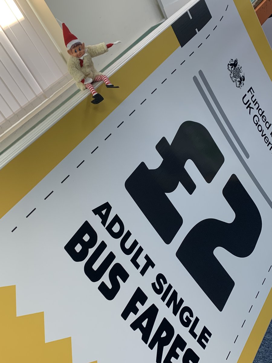 #Elfontheshelf. 
Elf was very helpful on his last working day of 2022,Assisting in the making of bus advertisements.
#Outdooradverting #£2busfares #Marketing #Busads #Happynewyear