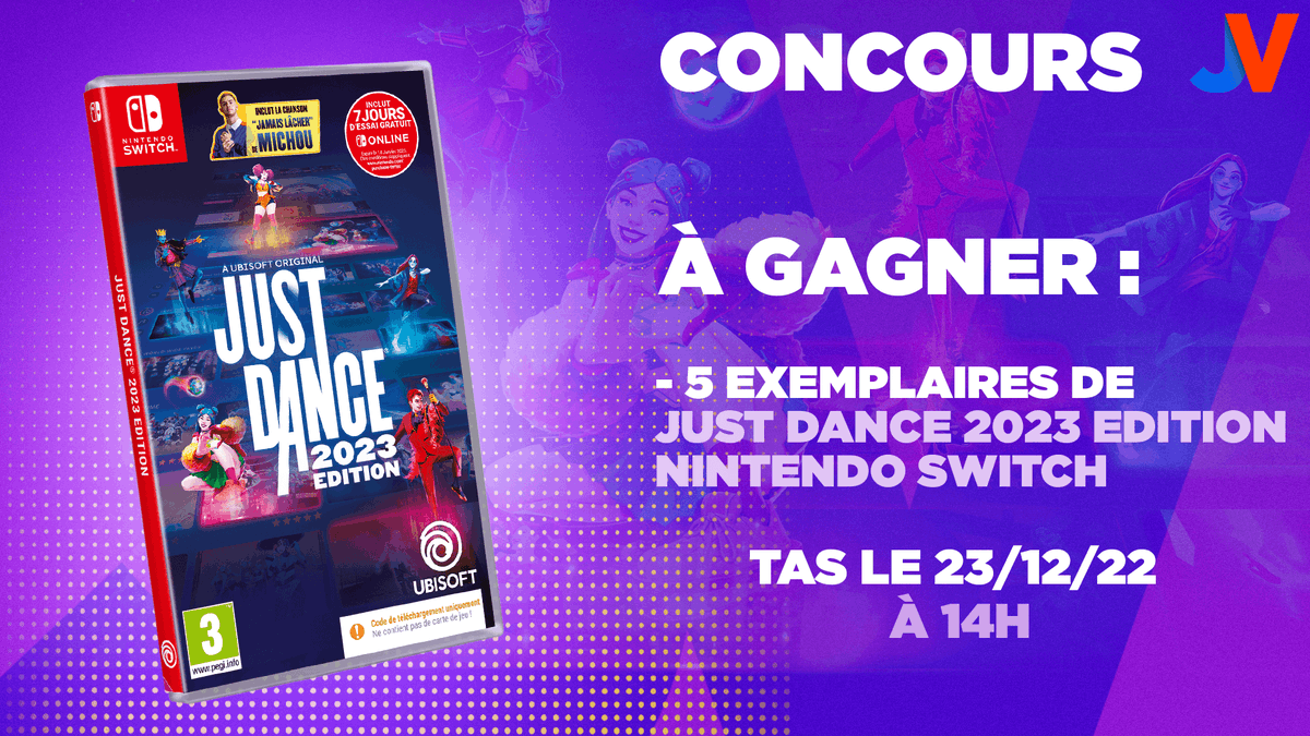JVCom's tweet photo. 🕺🔴🎁 CONCOURS JUST DANCE 2023 EDITION 🎁🔵🕺

Pour les fêtes de fin d’année, Ubisoft vous fait gagner 5 exemplaires du jeu sur Nintendo Switch ! #sponso

Pour participer :
🎁 RT+Follow @JVCom et @JustDanceFR 🎁
🎉 5 gagnants 🎉

TAS le 23/12 : https://t.co/Rzn18hlt4X https://t.co/RfMgXriBzO