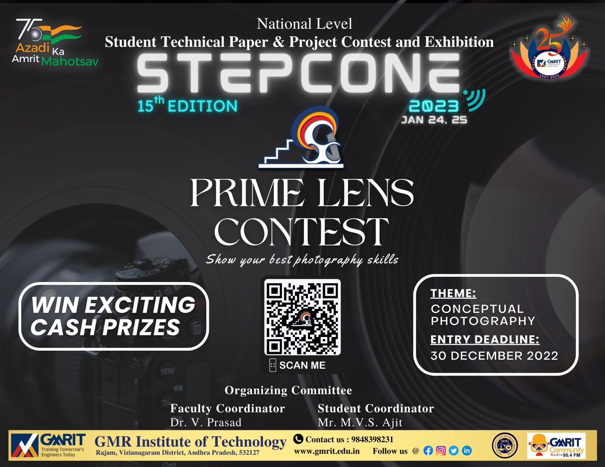 Do you have Photographic Skills ?
What are you waiting for ???
Register Now and Participate
To Win Exciting Prizes!!!
Link In Bio.
#gmrit #stepcone2023 #collegefest #events #photographylovers #photographer