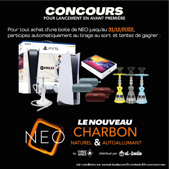 🎊Concours Web 🎊 

Pour tout achat d'une boîte de NEO sur notre site  participez automatiquement au tirage au sort et tentez de gagner ! 🎁 Quoi de mieux pour terminer l'année en beauté ?! 🔥

Vous avez jusqu’au 31 Décembre 2022 

Rendez-vous sur El-badia.com