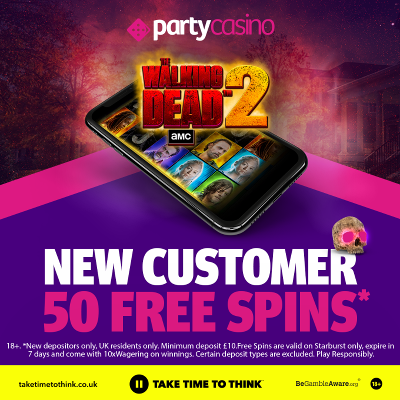 partycasino's tweet photo. 🤩 Claim your 50 Free Spins ! 🧟 Rise from the dead and play The Walking Dead 2, at PartyCasino! 🎰 18+ |  https://t.co/xWoHBdQKEa  |   https://t.co/OOjawzqPrr