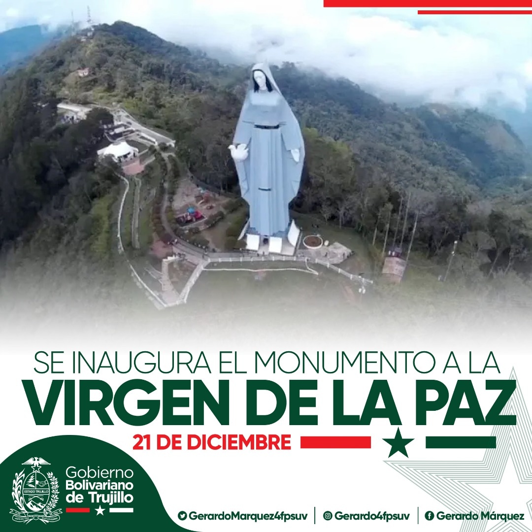 Gerardo4fPsuv's tweet photo. Celebramos 39 años de la inauguración del Monumento a la Paz más hermoso, el más alto de América y enclavado en nuestras montañas trujillanas.

Desde esta tierra bendita,  tierra de santos y sabios, elevamos nuestras oraciones por la paz y el futuro de la Patria.

@NicolasMaduro https://t.co/5OllfVN58v