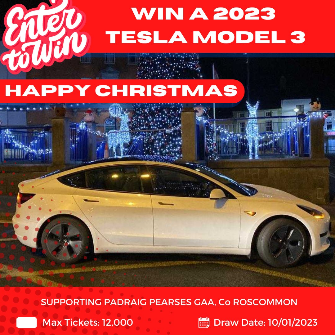 From all the team in Padraig Pearses GAA, we want to wish you all a very Happy Christmas. Our draw is nearly at an end so why not treat yourself this Christmas with a ticket - winatesla.ie