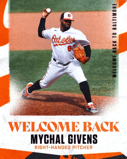 We have agreed to terms with right-handed pitcher Mychal Givens on a one-year contract for the 2023 season with a mutual option for 2024.

Welcome back to Birdland, Mychal!