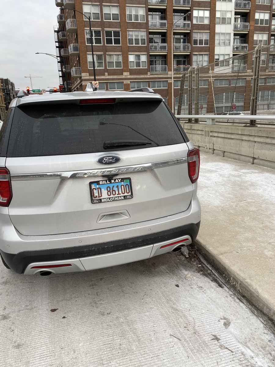 #bikechi was just hit on Morgan by a <a href="/cta/">cta</a> worker driving the pictures car. I asked him not to park in the bike lane at the UIC-Halstead station.
After driving off, he hit a parked car on Adams as he was driving away