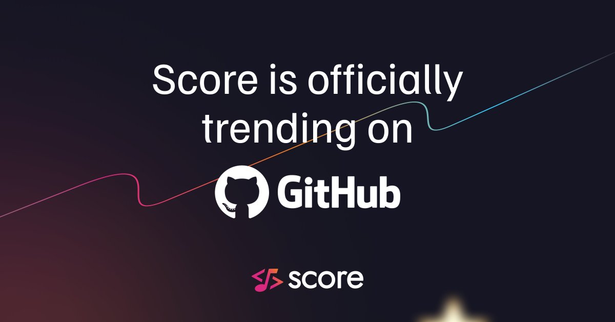 Score just hit trending on <a href="/github/">GitHub</a> and is on track to hit 3000 stars and 1000 forks today! 

Thank you so much everyone for the support. We are so glad that the open source community is as excited about Score as we are🚀

github.com/score-spec/spec