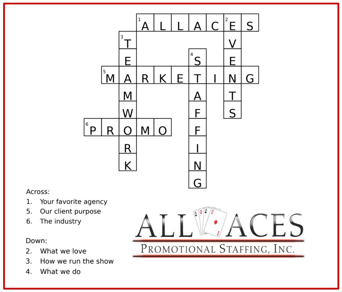 AllAcesPromos's tweet image. Happy National Crossword Puzzle Day! 

Need assistance with a "puzzling" event?! Reach out to our sales team to see what we can do for you! Our nationwide brand ambassadors are always up for a challenge to tackle new events!