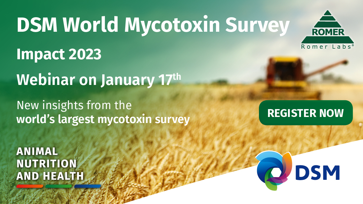 Join the experts from @DSMFeedTweet and Romer Labs on January 17th for insights from the world's largest mycotoxin survey, the DSM World Mycotoxin Report: Impact 2023. #mycotoxins romerlabs.com/en/knowledge-c…