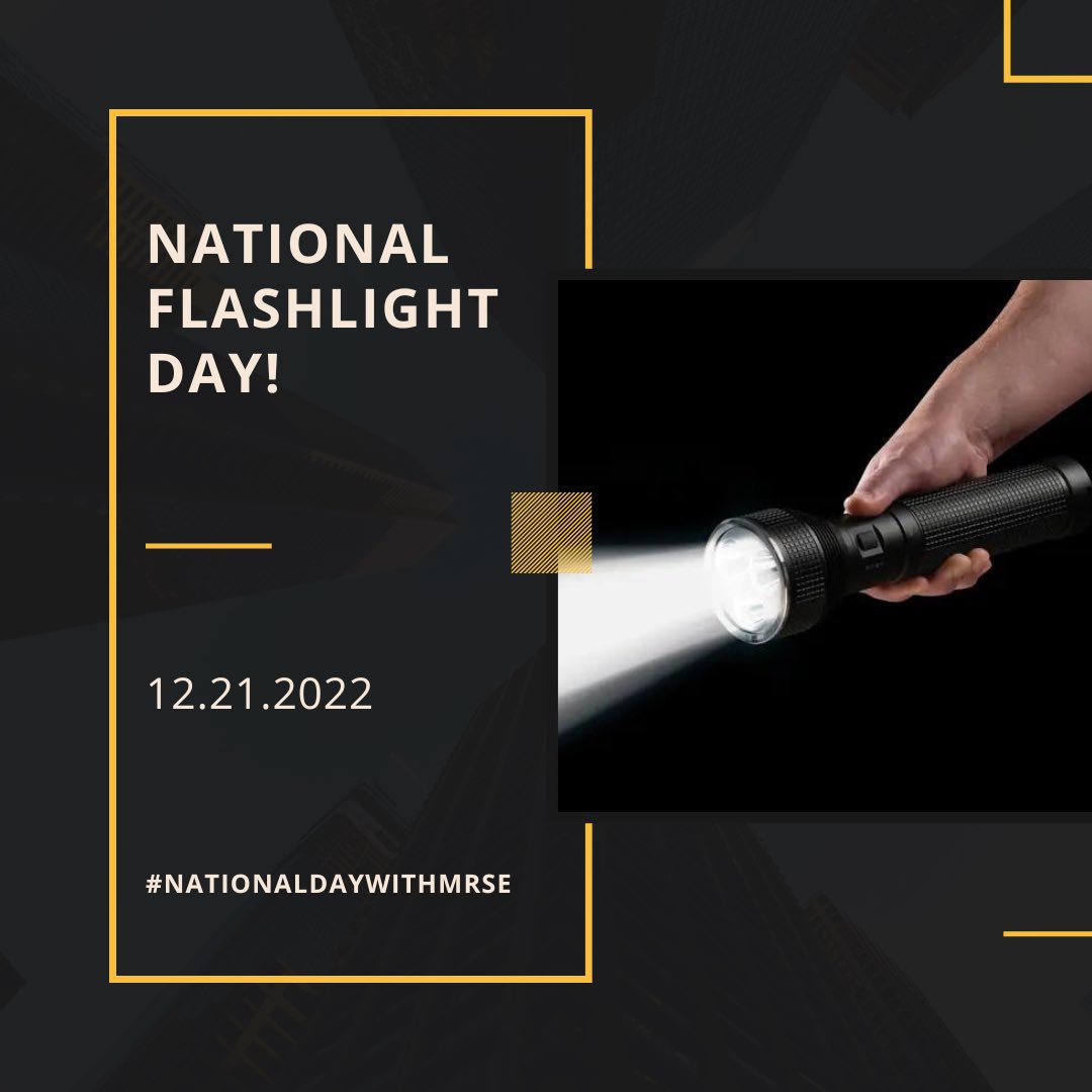 NationalDayMrsE's tweet photo. It’s National Flashlight Day!
#nationaldaywithmrse #nationalflashlightday #flashlightday #flashlight
https://t.co/sXCzalsEFz https://t.co/DUWrtEAjrO