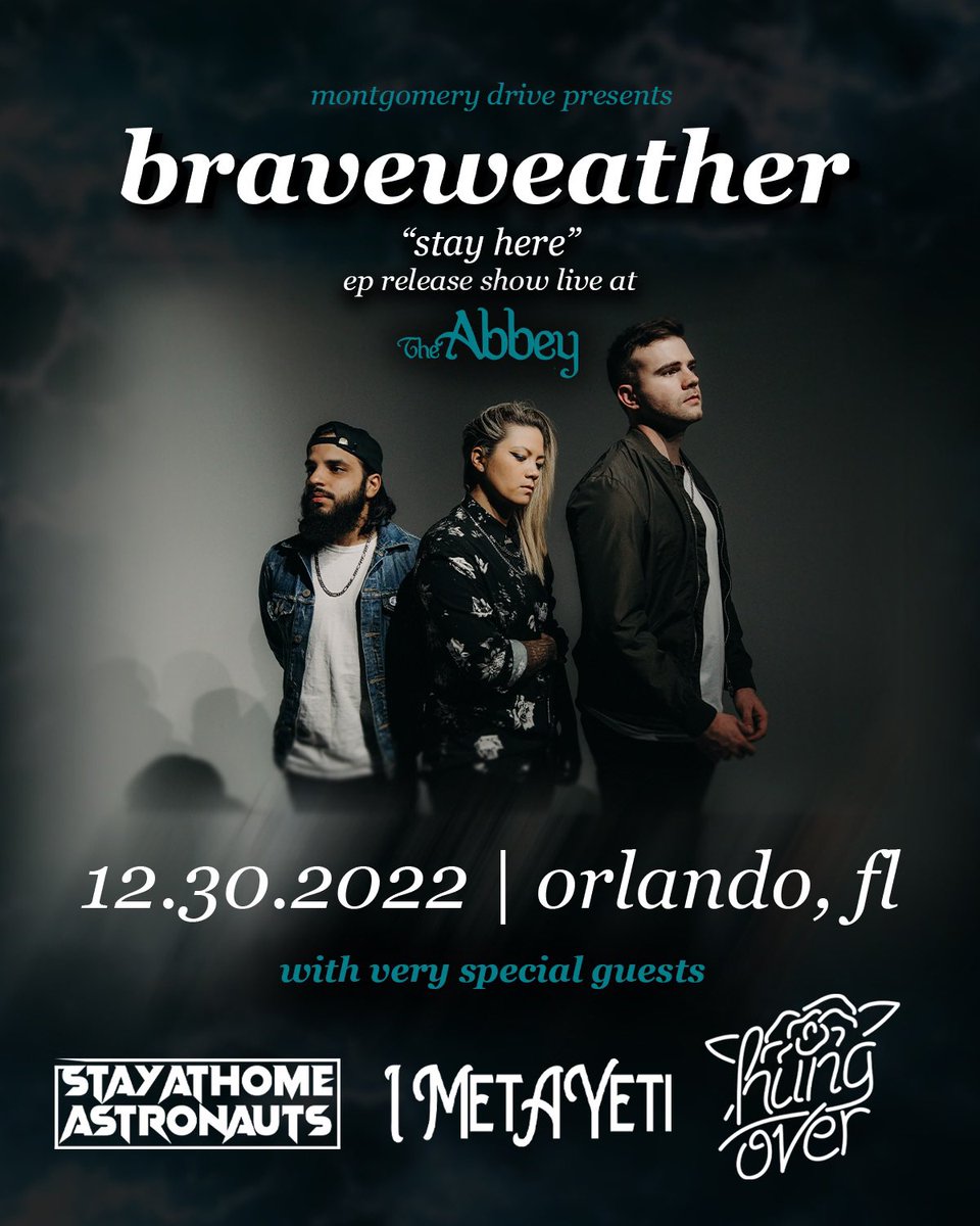 braveweatherfl's tweet photo. the day is fast approaching, grab your tix today! 🌊 

@imetayeti @hungoverband stay at home astronauts @TheAbbeyOrlando @MontgomeryDrive 

https://t.co/yTkBp00kaj https://t.co/ePwFZnVu0Q