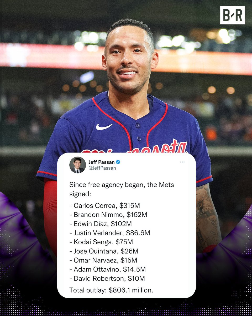 BleacherReport's tweet photo. Mets going ALL-IN 😳💰 @BRWalkoff 

They’ve spent over $800 million this offseason https://t.co/jOlkWajFTZ