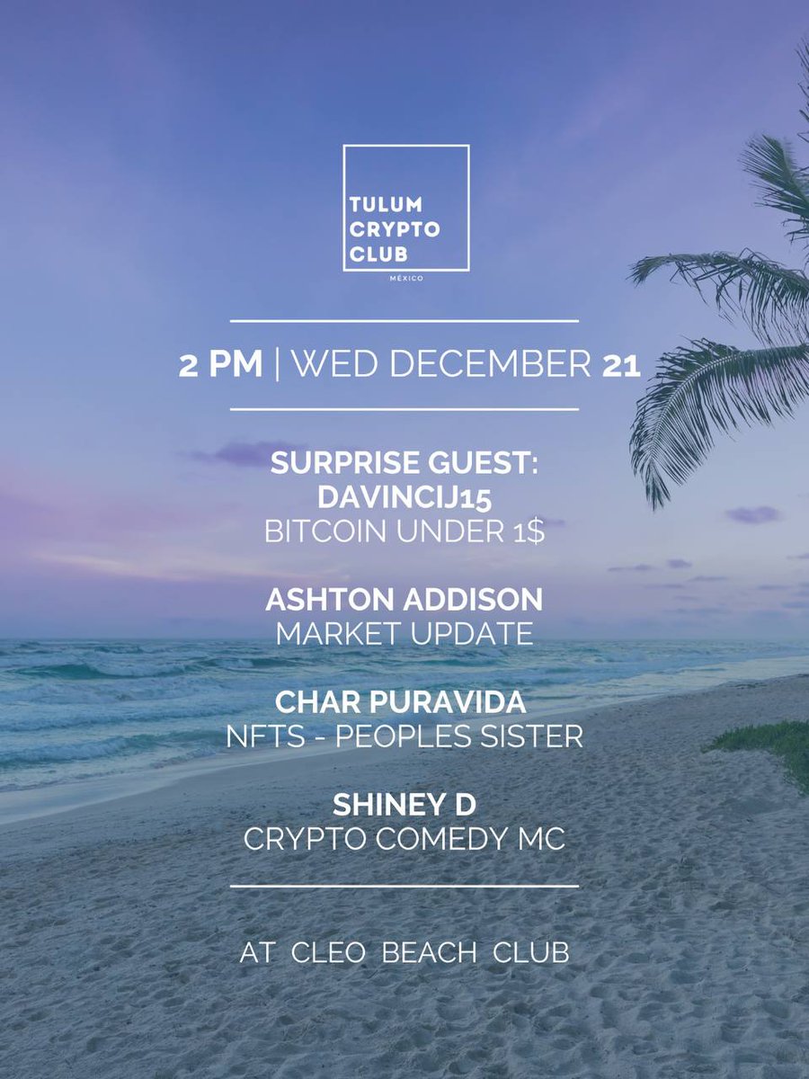 shineyd1111's tweet photo. GM fam 

NGL pretty excited to get to meet OG @Davincij15
 wen he speaks at our club today 🔥🔥🔥

@tulumcryptoclub #tulumcrypto #cryptotulum #tulum $BTC https://t.co/LAUibgGxQZ